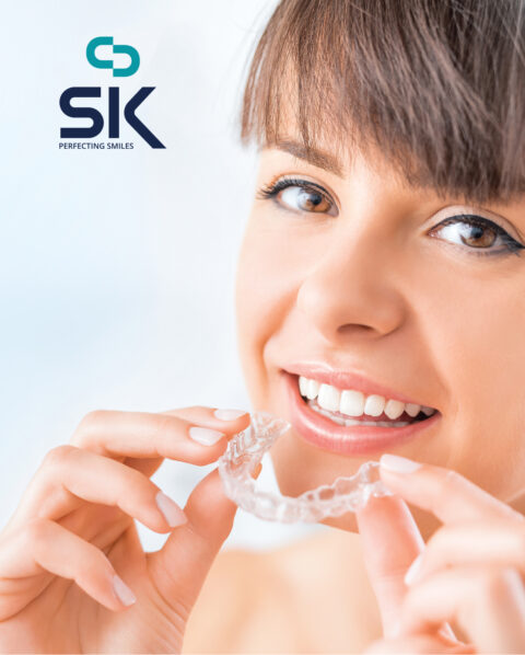Happy patient with clear aligners